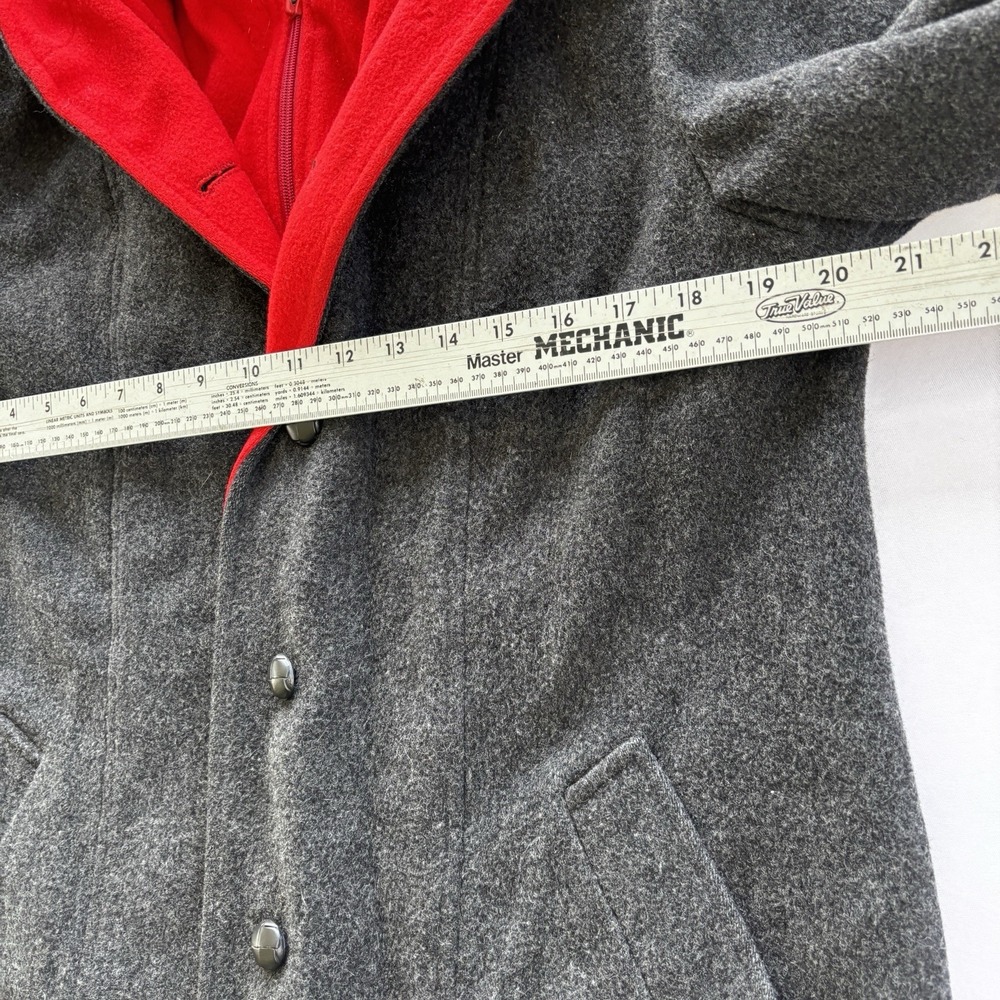 Vintage Mackintosh Vestcoat Wool Hooded Coat Men's Large Gray Red Lined - Picture 8 of 10